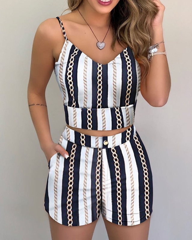 DAMEN'S Hot Shorts Druck Bluse Set Sommer 2 Stück Outfit mit Wollgewebe