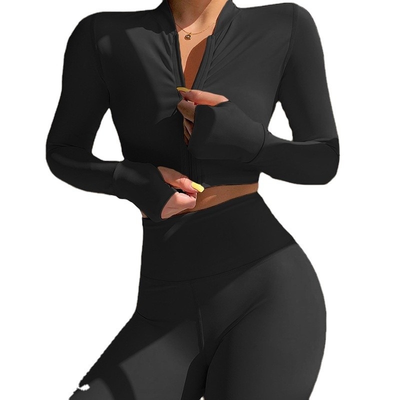 Loose Fit Sportanzug für Frauen mit langem Ärmel Fitness-Set für Fitness-Training Midi Länge Sport Outfit