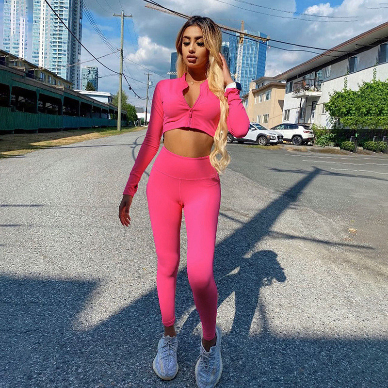 Loose Fit Sportanzug für Frauen mit langem Ärmel Fitness-Set für Fitness-Training Midi Länge Sport Outfit